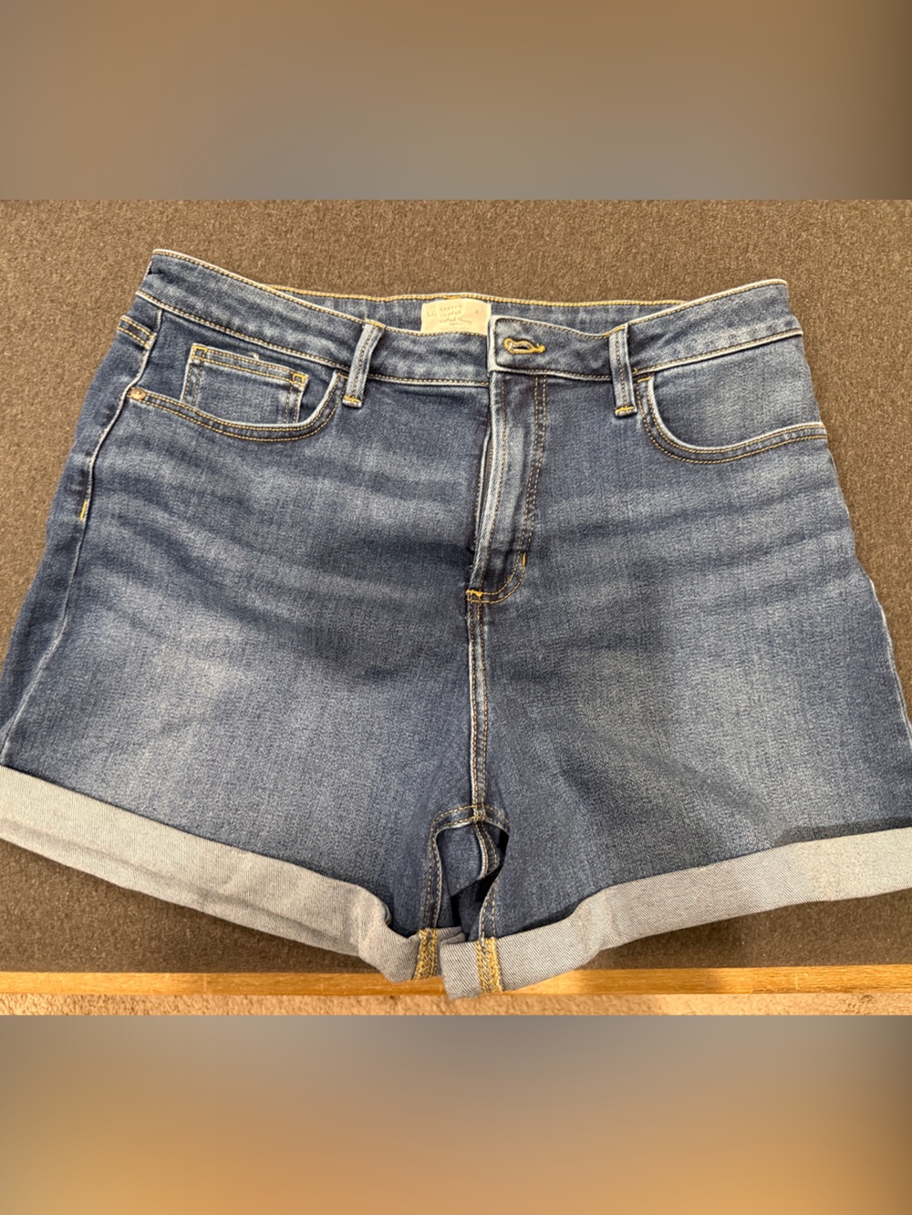 LC Lauren Conrad Medium Blue Denim Roll-Cuff Shorts